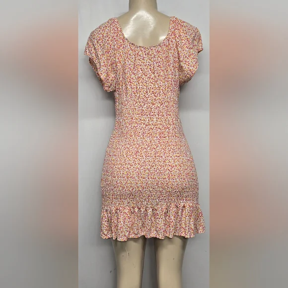 No Boundaries Dress / Long Top XXL 19 2X Jr. Smocked Stretch Floral Plunge - Picture 3 of 5